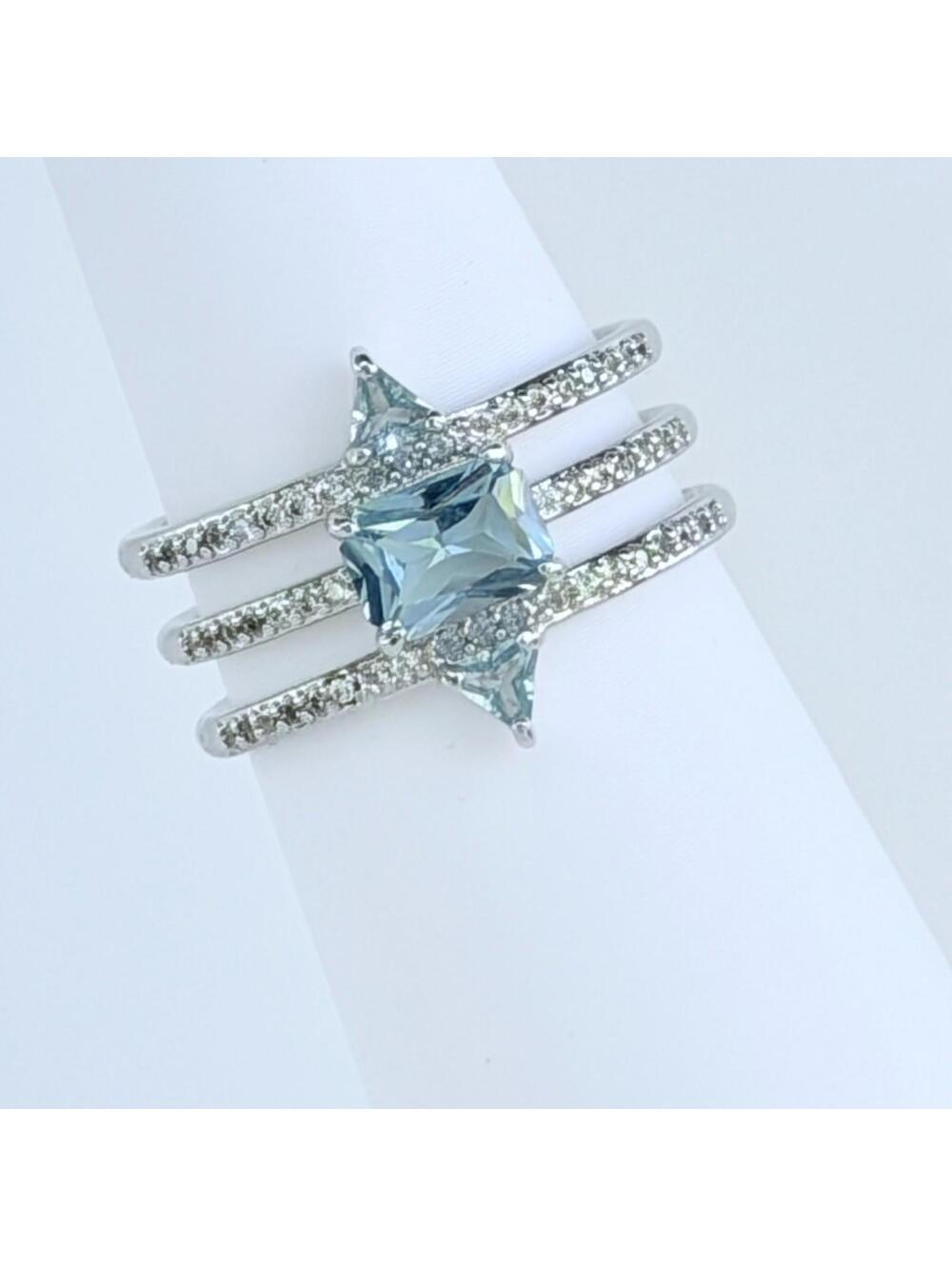 Bomb Party Ring Sz 8 "Hello Lover" Sky Blue Topaz on Rhodium